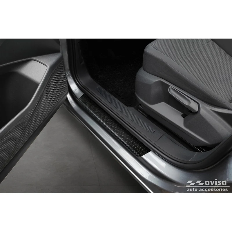 Avisa, Instegsskydd, aluminium, passar till Volkswagen Caddy V 2020-, 'Räfflad plåt' – 2 st. svart