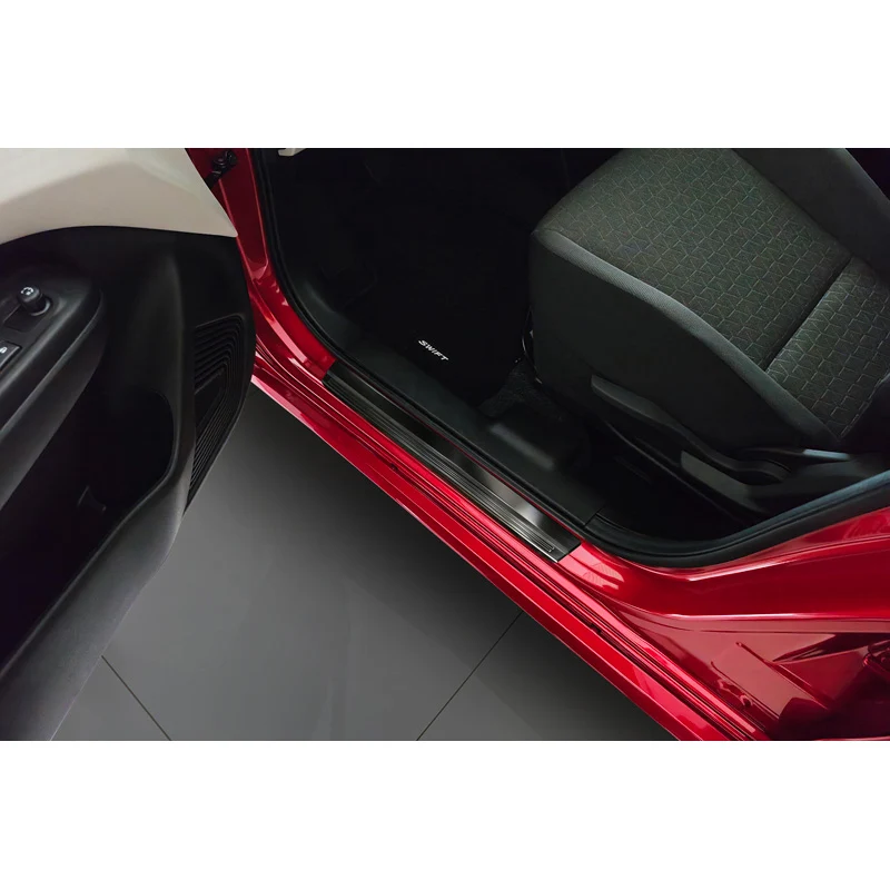 Avisa, Instegsskydd, svart, rostfritt stål, passar till Suzuki Swift VI 2024-, 'Lines' – 4 delar