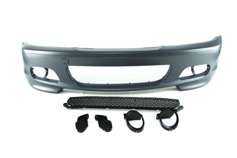 BMW E46 Frontspoiler Motorsport II design UTAN dimljus, bromsluftkanaler, adapters