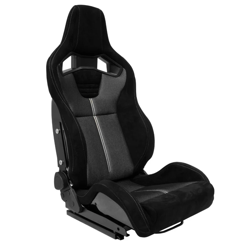 AutoStyle, Sportstol 'NK Premium', svart suede + grå mesh, dubbelt justerbart ryggstöd i glasfiber, inkl. skenor
