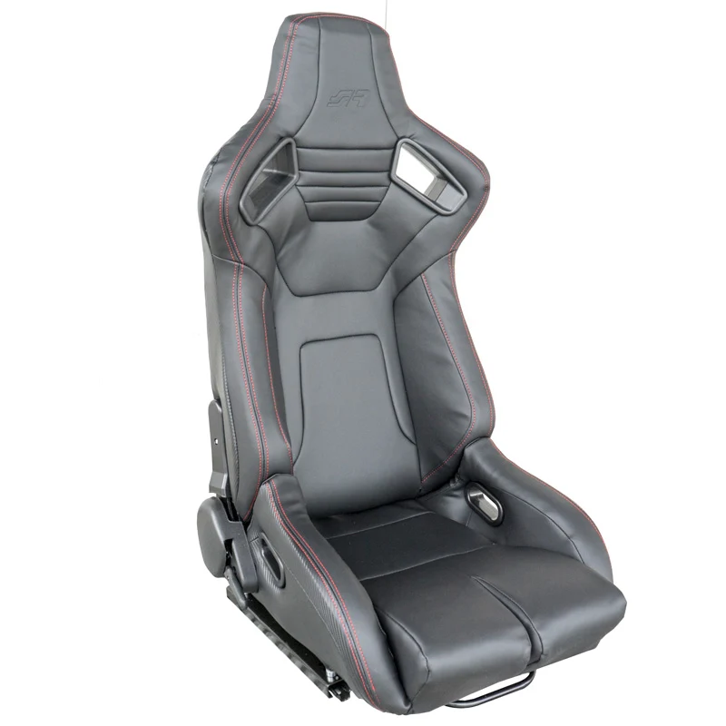 Simoni Racing, Sportstol Emerson, svart ecoleather, högerställd och fällbar, inkl. sliders