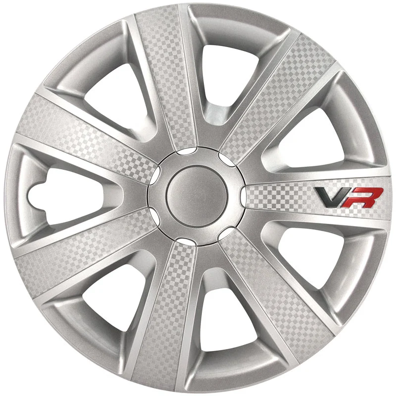 AutoStyle, Navkapslar, 4 st, VR 13-tums silver/karbon-look/logotyp