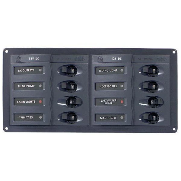 BEP Circuit Breaker Panel DC 12V 8x Single Pole 2x