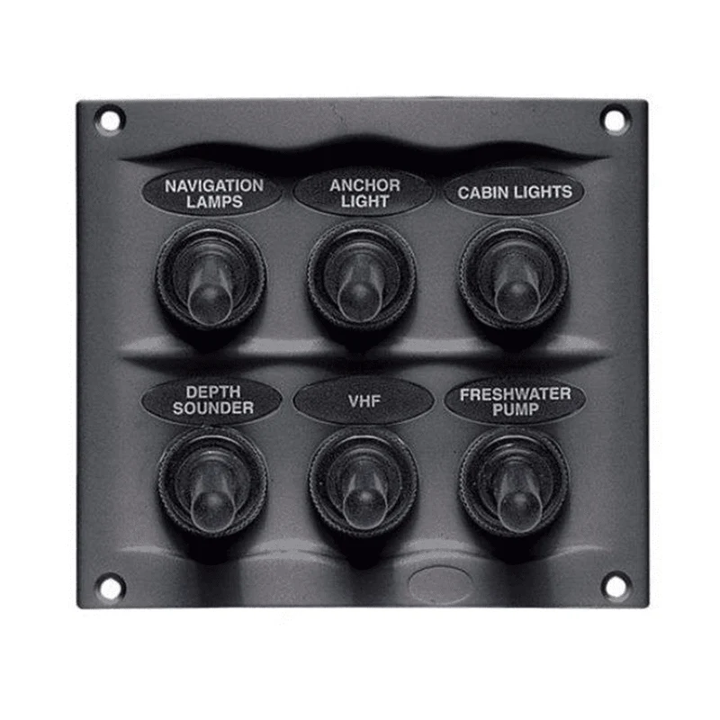 BEP Switch Panel DC Waterproof 6xOn/Off Charcoal