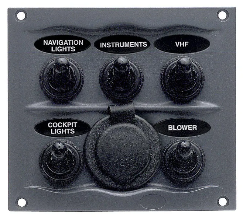 BEP Switch Panel DC Waterproof 5xOn/Off 1xPower Re