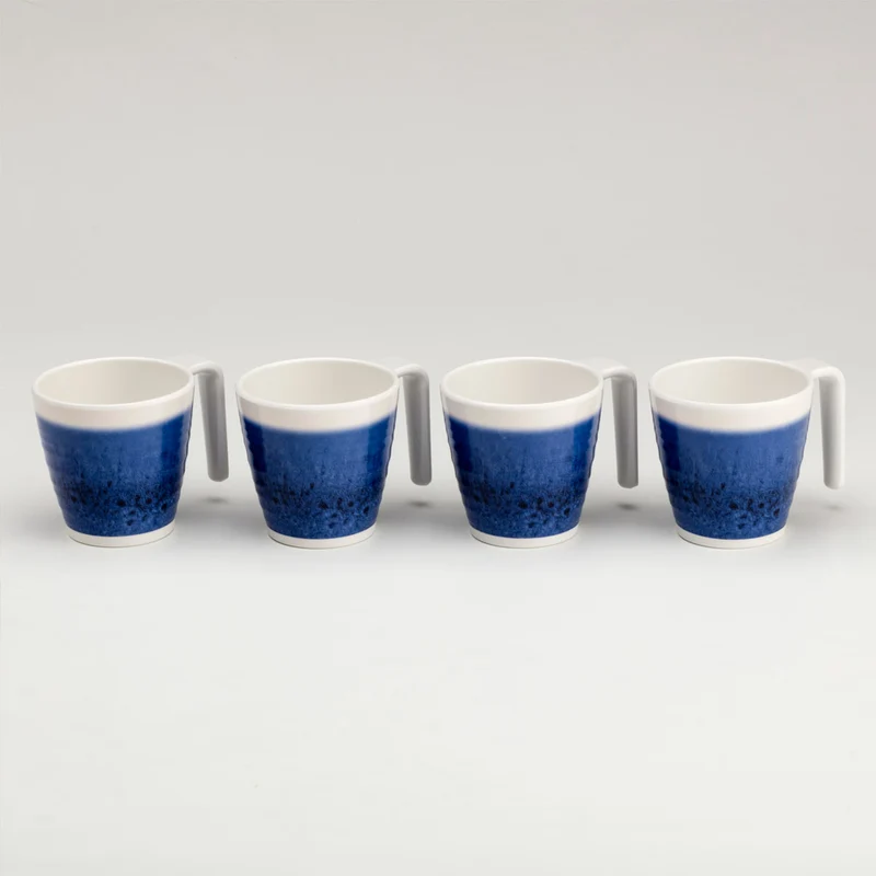 Flamefield Azure Melaminmuggset – 4-pack Blå | Perfekt för Camping & Uteliv