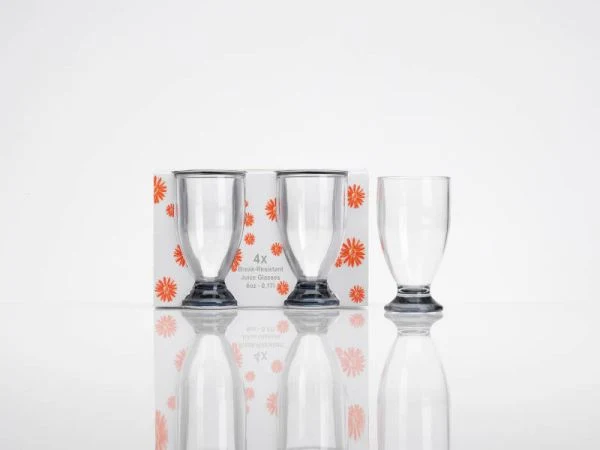Flamefield Juiceglas 17 cl – Smoke Grå, 4-pack i tåligt akryl