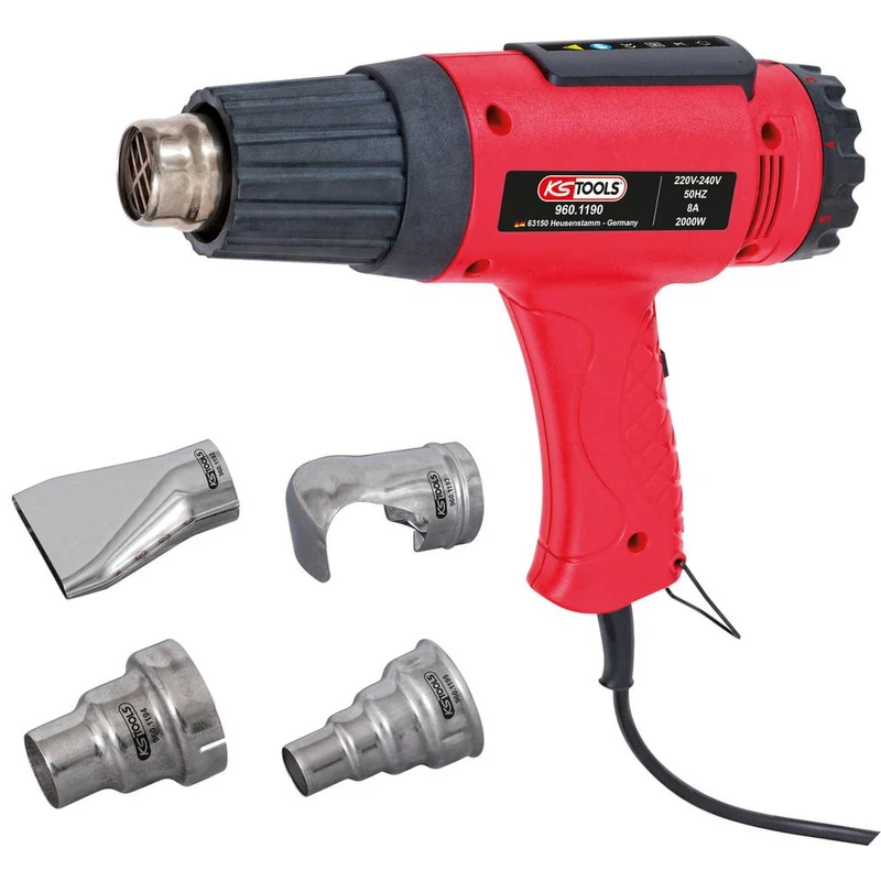 KS Tools Varmluftspistol 2000W – Komplett sats med 4 munstycken