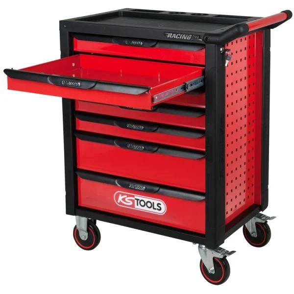 KS Tools RACINGline Verkstadsvagn – Svart/Röd – 7 Lådor med 215 Premiumverktyg