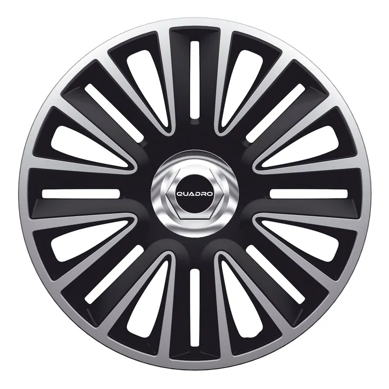 AutoStyle, Navkapslar, 4st, Quadro Pro 15-tums silver/svart + kromring