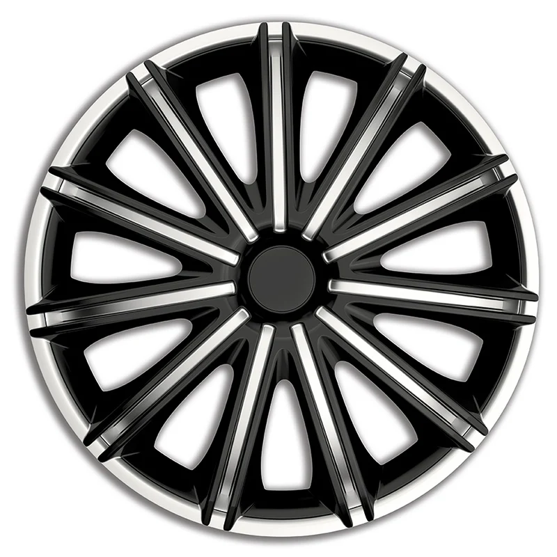 AutoStyle, Navkapslar, 4 st, Nero 14-tums silver/svart