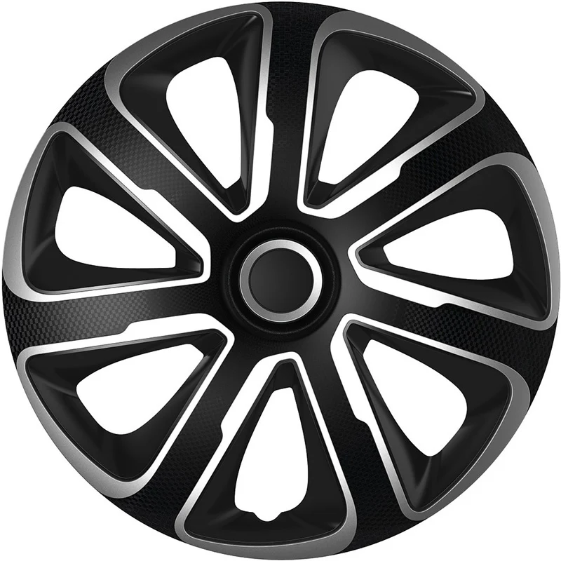 AutoStyle, Navkapslar, 4 st, Livorno 14-tums silver/svart kol-look