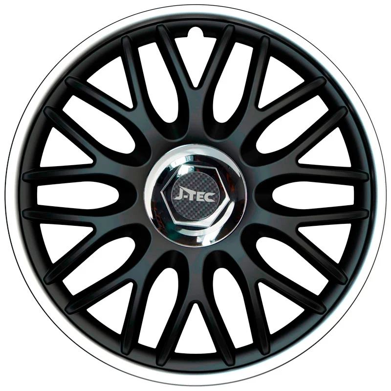 J-Tec, Navkapslar, 4st, Orden R 16-tums svart/silver + kromring