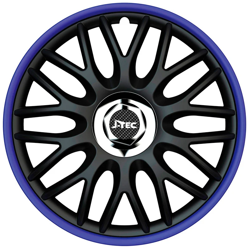 J-Tec, Navkapslar, 4st, Orden R 13-tums svart/blå + kromring
