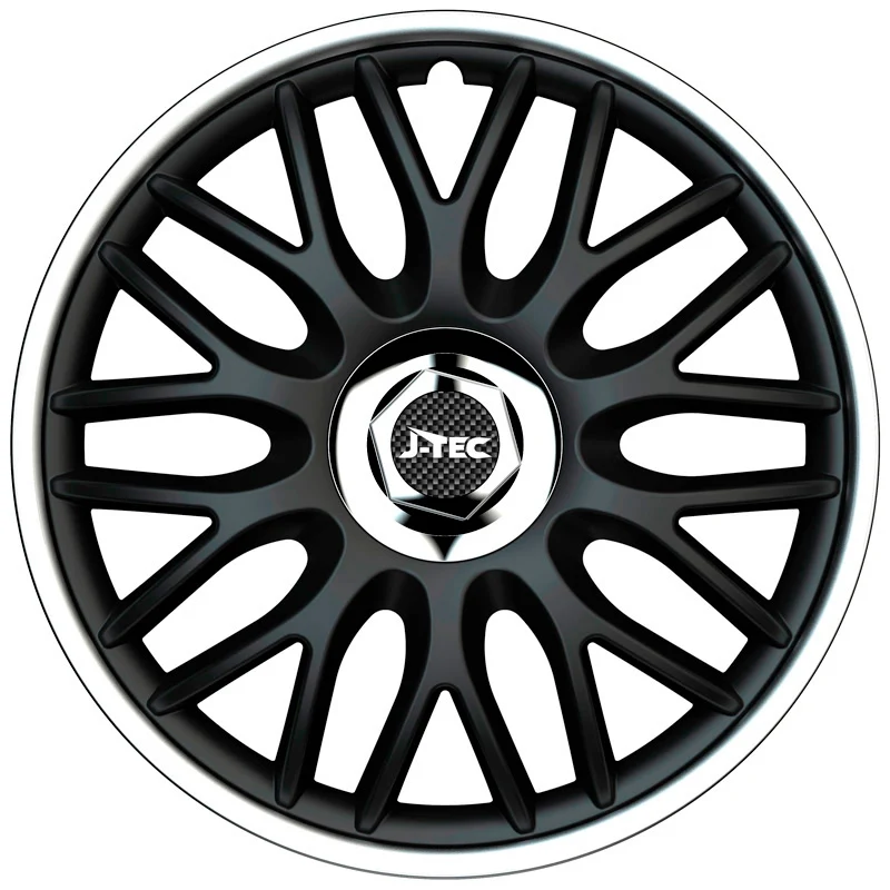 J-Tec, Navkapslar, 4st, Orden R 13-tums svart/silver + kromring