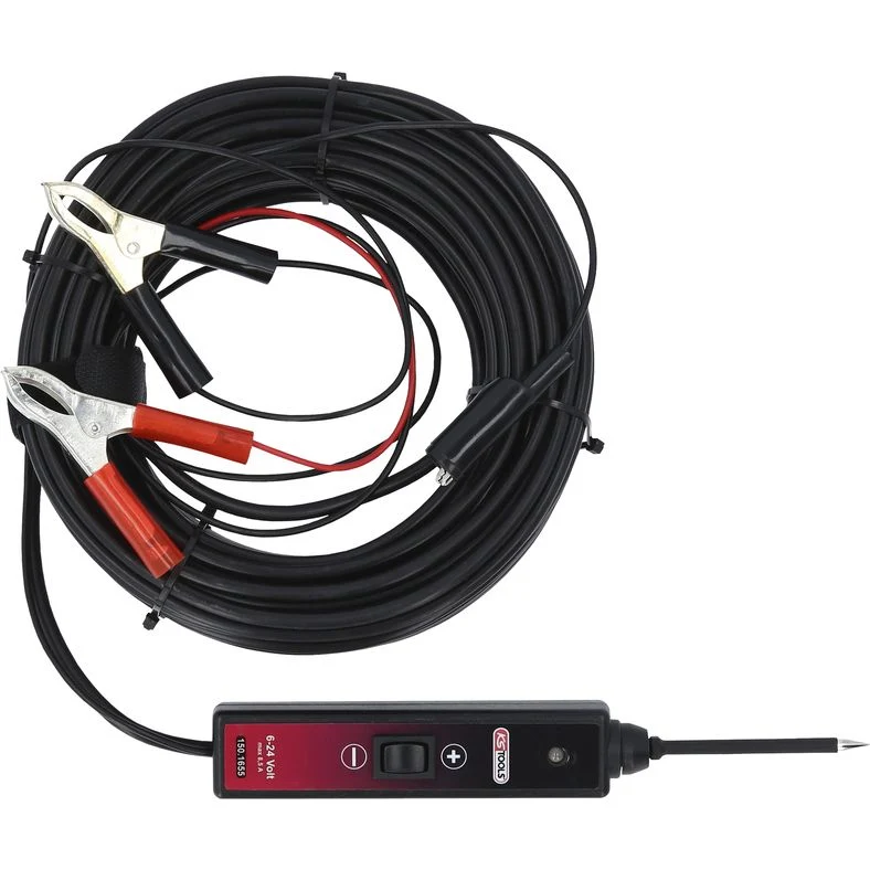 KS TOOLS Funktionstestlampa 6-24 V likspänning med 25 meter kabel