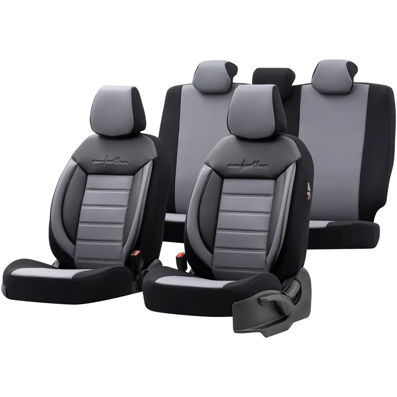 otoM, Universal Överdragsklädsel 'Comfortline' - Svart/Grå - 11 delar - Sidoairbag kompatibel