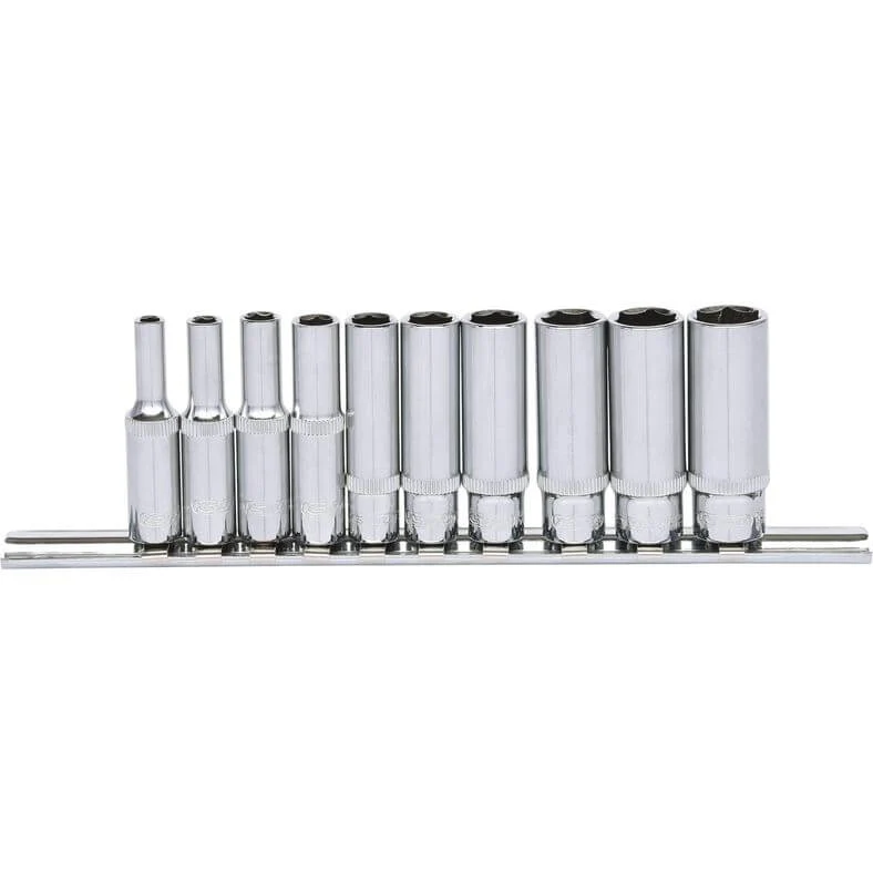 KS TOOLS 1/4" CHROMEplus sexkant-hylssats, lång 10-delars.4-13mm KS918.0610