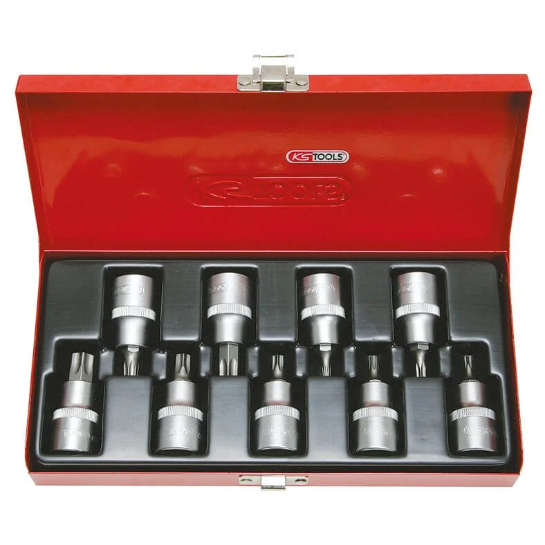 KS TOOLS 1/2" bit-hylssats 9-delars TB20-TB60 med stjärnhål