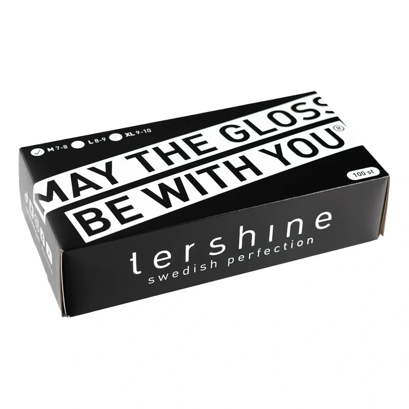 Tershine Nitrilhandskar, svarta 100-pack, large 8-9