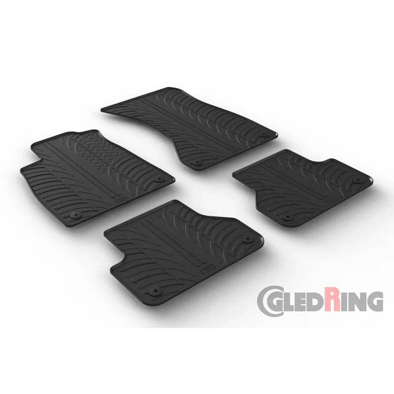 Gledring, Gummimattor, passar Audi A4 2015-2021 & FL 2021- (T-profil 4 delar + klämma)