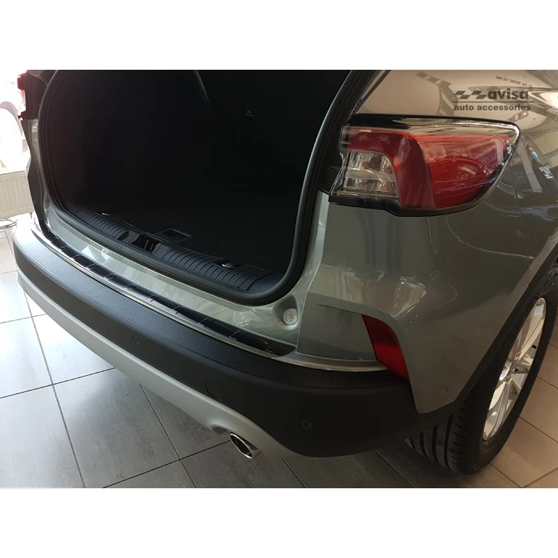 Avisa, Bakre stötfångarskydd, Svart, Rostfritt stål, passar Ford Kuga III Titanium/Trend/Cool+Connect/Hybrid 2019-2024 & FL 2024- exkl. ST-Line "Revben"