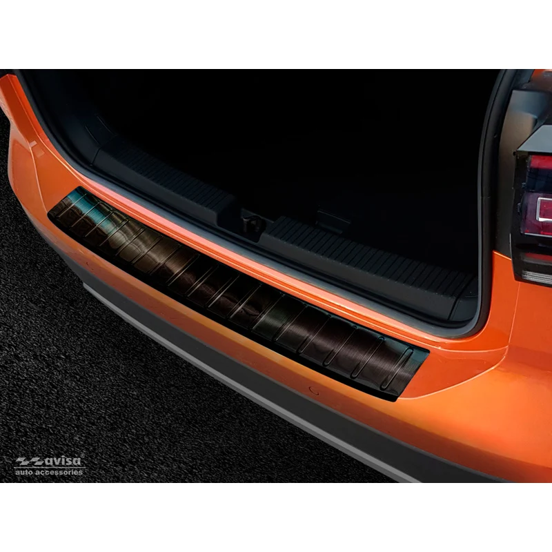 Avisa, Bakre stötfångarskydd, Svart, Rostfritt stål, passar Volkswagen T-Cross 2019-2024 & FL 2024- 'Ribs'