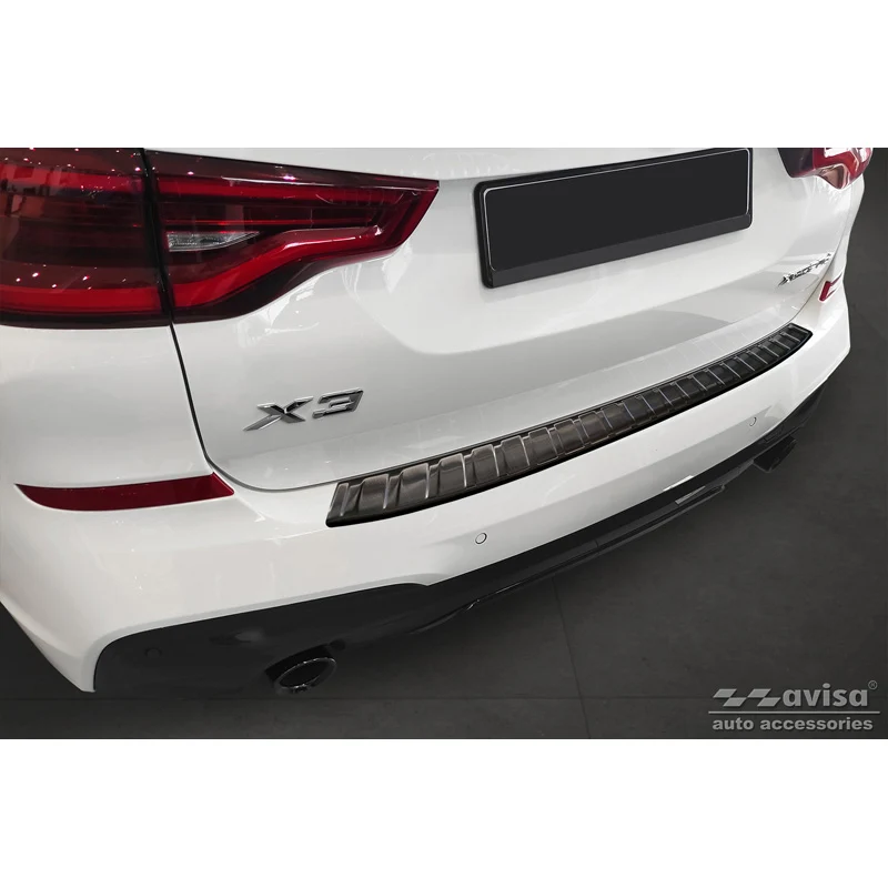 Avisa, Bakre stötfångarskydd, Svart, Rostfritt stål, passar BMW X3 G01 M-Paket 2017-2021 & Facelift 2021- Inkl. M-tävling 2019-2021 "Revben"