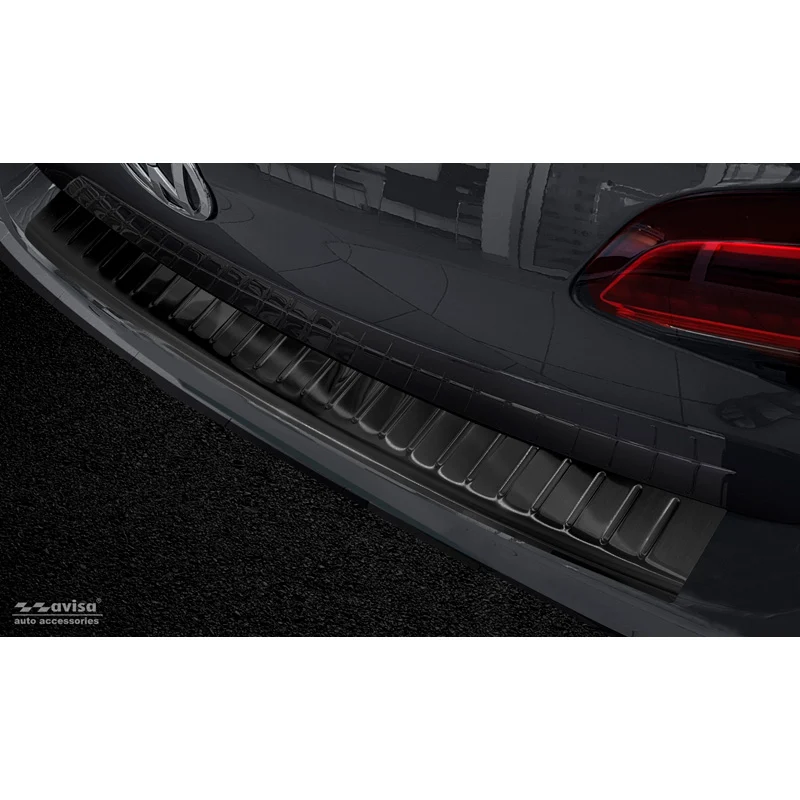 Avisa, Bakre stötfångarskydd, Svart, Rostfritt stål, passar Volkswagen Golf VII Variant 2012-2017 'Revben'