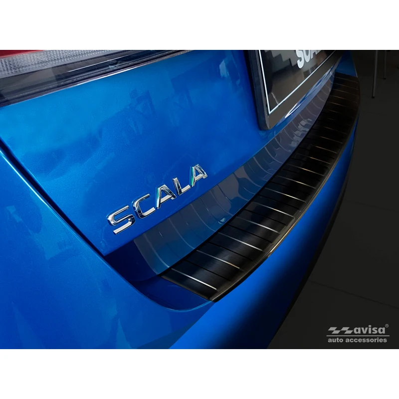 Avisa, Bakre stötfångarskydd, Svart, Rostfritt stål, passar Skoda Scala 2019-2024 & Facelift 2024- 'Revben'