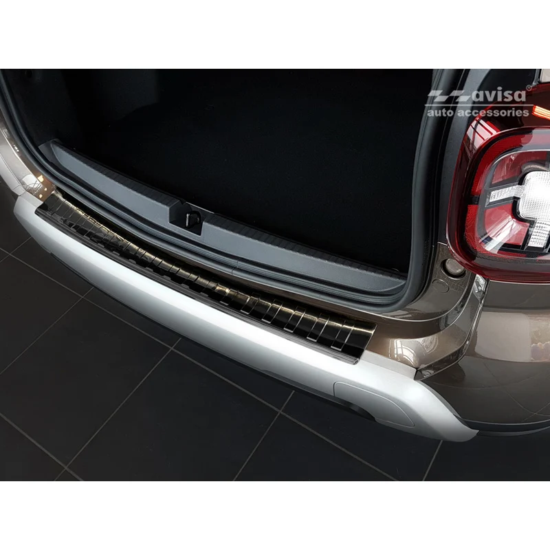 Avisa, Bakre stötfångarskydd, Svart, Rostfritt stål, passar Dacia Duster II 2018-2021 & FL 2021-2024 'Ribs'