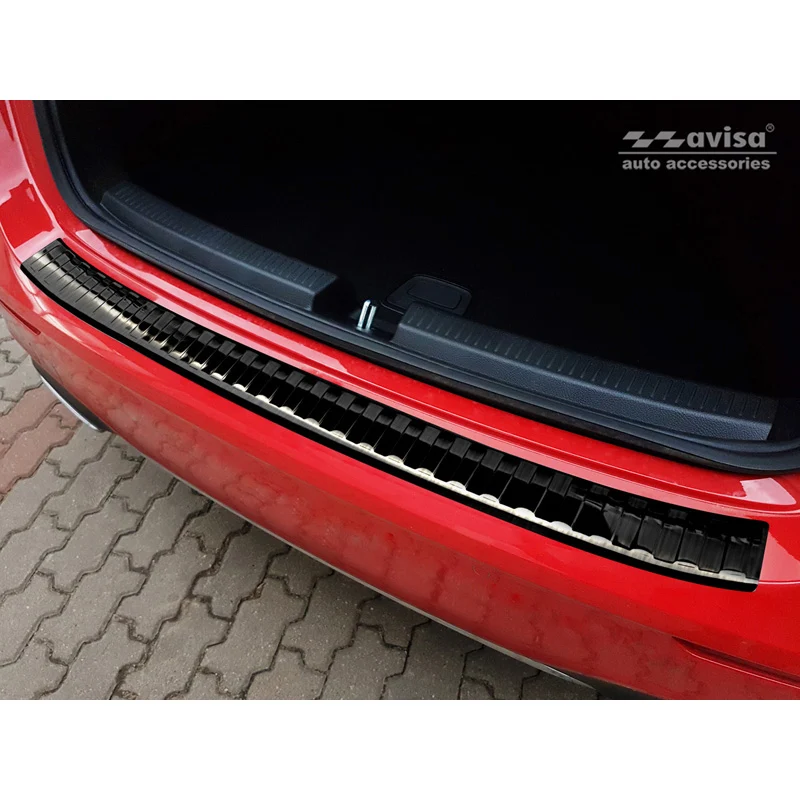 Avisa, Bakre stötfångarskydd, Svart, Rostfritt stål, passar Mercedes A-klass W177 HB 2018- inkl. AMG & EQ "Revben"