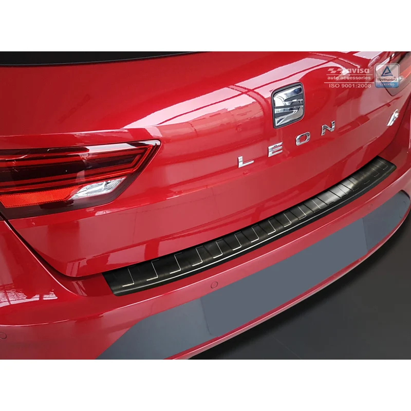 Avisa, Bakre stötfångarskydd, Svart, Rostfritt stål, passar Seat Leon (5F) ST 2013-2017 & 2017- 'Revben'
