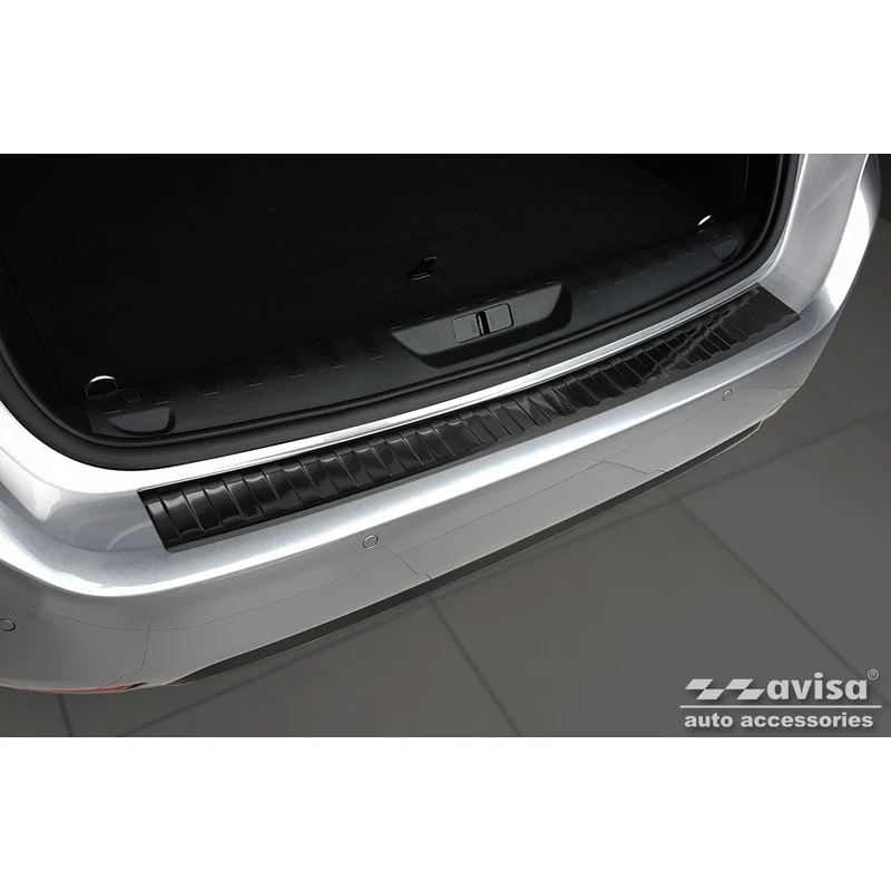 Avisa, Bakre stötfångarskydd, Svart, Rostfritt stål, passar Peugeot 308 II SW 2013-2017 & Facelift 2017-2021 'Revben'