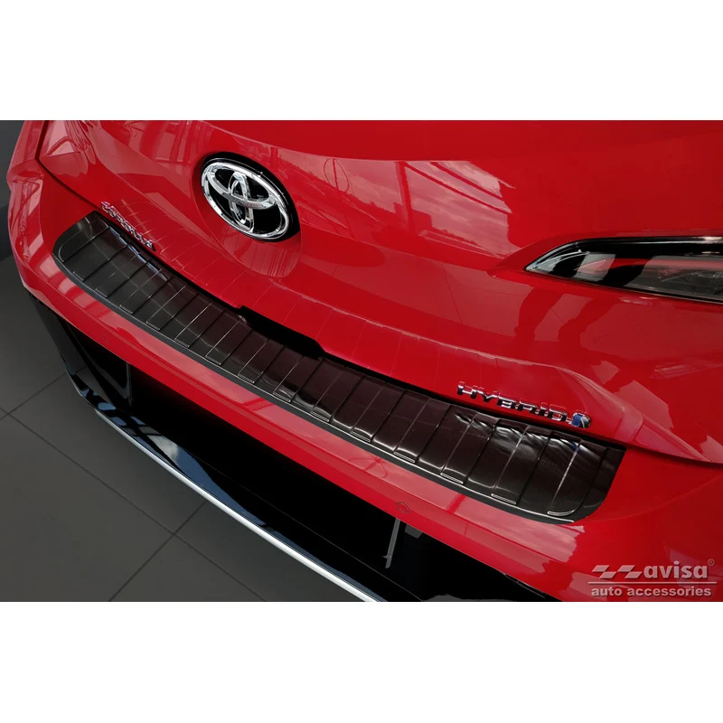 Avisa, Bakre stötfångarskydd, Svart, Rostfritt stål, passar Toyota Corolla XII HB 2019- (inkl. GR-Sport) 'Revben'
