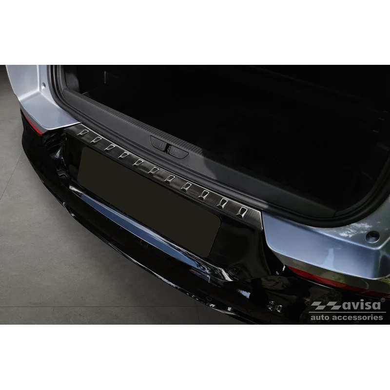 Avisa, Bakre stötfångarskydd, Svart, Rostfritt stål, passar Opel Grandland X Facelift 2021- 'Ribs'