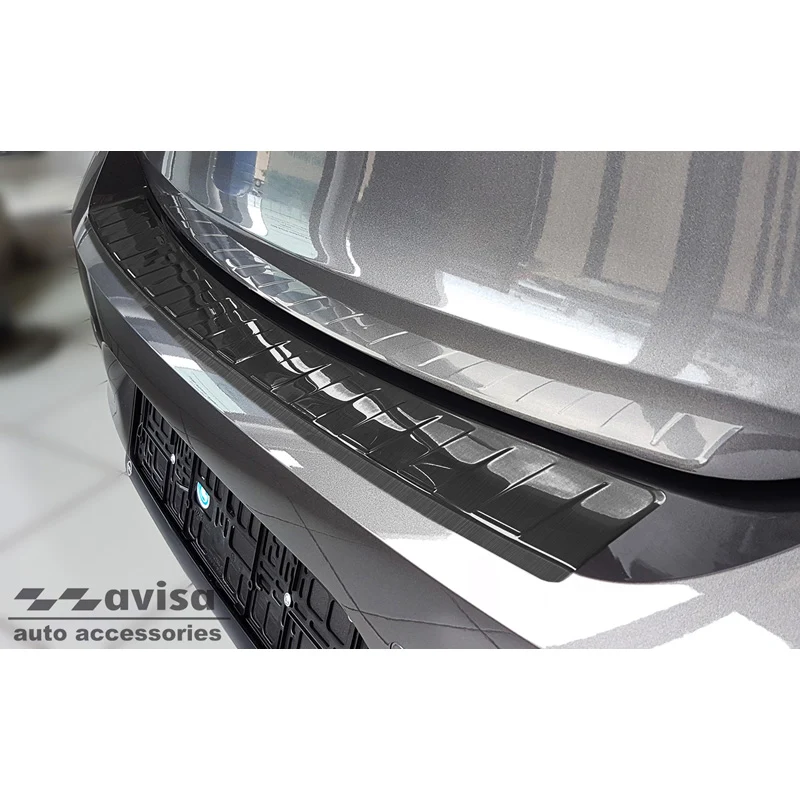 Avisa, Bakre stötfångarskydd, Svart, Rostfritt stål, passar Opel Corsa F Edition/Elegance HB 5-dörrars 2019- 'Ribs' (exkl. Equipment Ultimate)