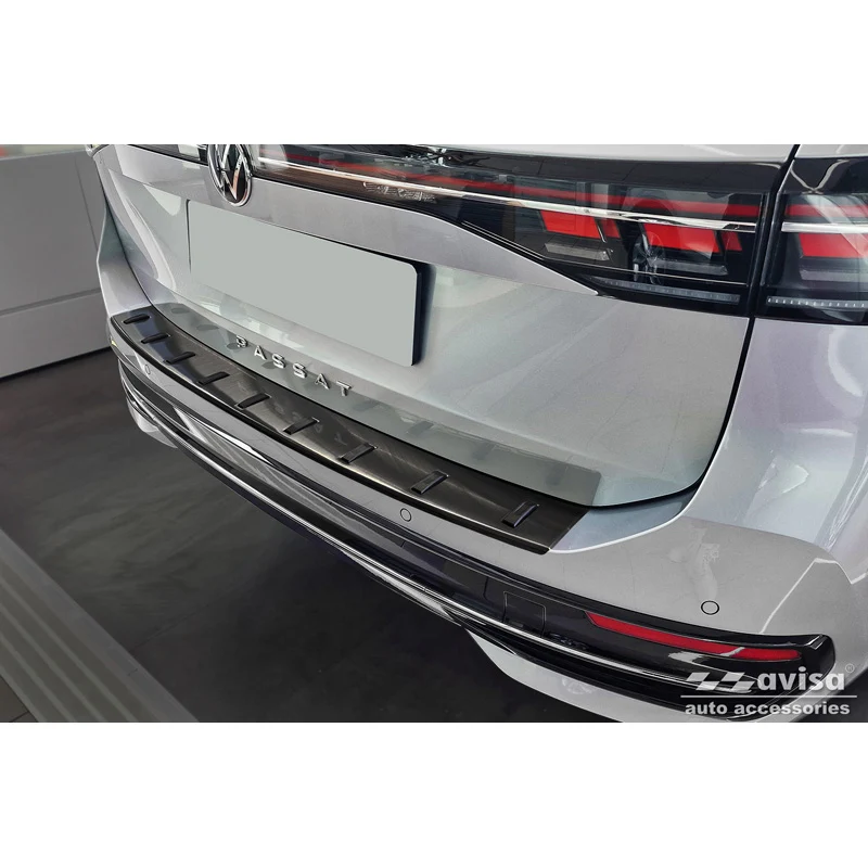 Avisa, Bakre stötfångarskydd, Svart, Rostfritt stål, passar Volkswagen Passat Variant (CJ5) inkl. R-Line & Hybrid 2024- 'STRONG EDITION'