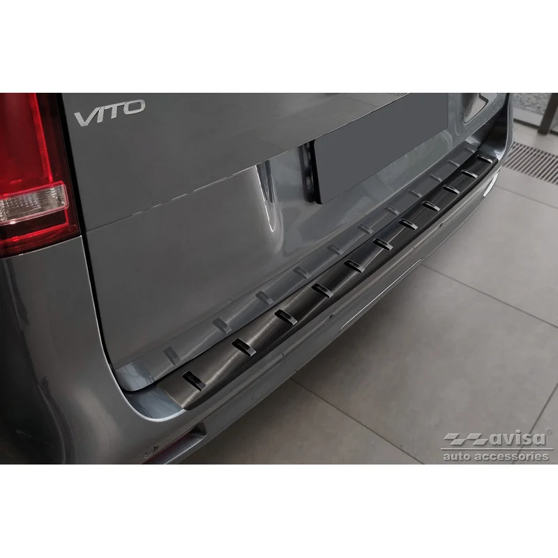 Avisa, Bakre stötfångarskydd, Svart, Rostfritt stål, passar Mercedes Vito / V-klass 2014-2019 & Facelift 2019- (med lucka) 'STRONG EDITION'