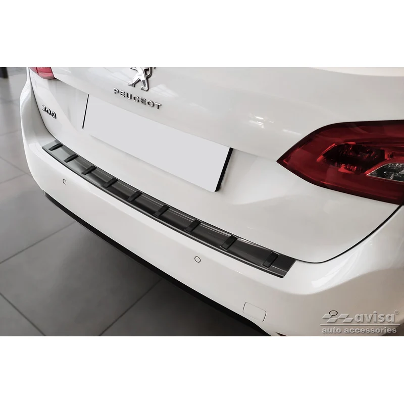 Avisa, Bakre stötfångarskydd, Svart, Rostfritt stål, passar Peugeot 308 SW II 2013-2017 & Facelift 2017-2021 'STRONG EDITION'