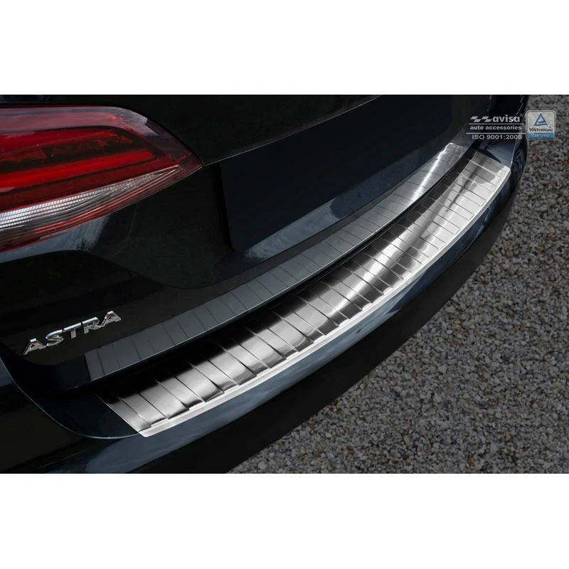 Avisa, Bakre stötfångarskydd, Rostfritt stål, passar Opel Astra K Sportstourer 2015-2022 'Revben'
