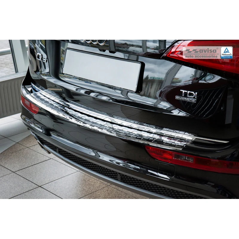 Avisa, Bakre stötfångarskydd, polerad, Rostfritt stål, passar Audi Q5 2008-2012 & 2012- 'Revben'