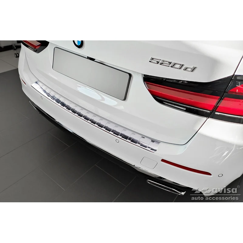 Avisa, Bakre stötfångarskydd, Rostfritt stål, passar BMW 5-serie G31 Touring Facelift 2020- exkl. M-Sport "Revben"