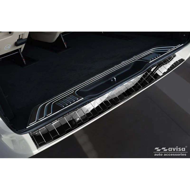Avisa, Bakre stötfångarskydd, Glanssvart, Rostfritt stål, passar Mercedes Vito / V-klass 2014-2019 & Facelift 2019- 'Ribs' 'XL'