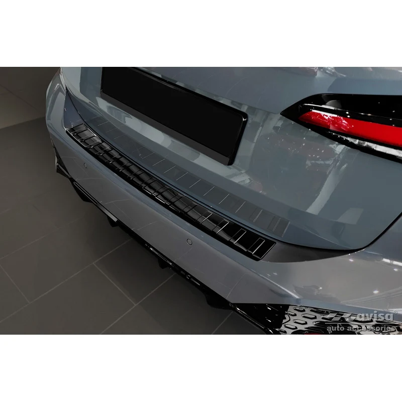 Avisa, Bakre stötfångarskydd, Glanssvart, Rostfritt stål, passar BMW 2-serie U06 Active Tourer M-paket 2021- 'Revben'