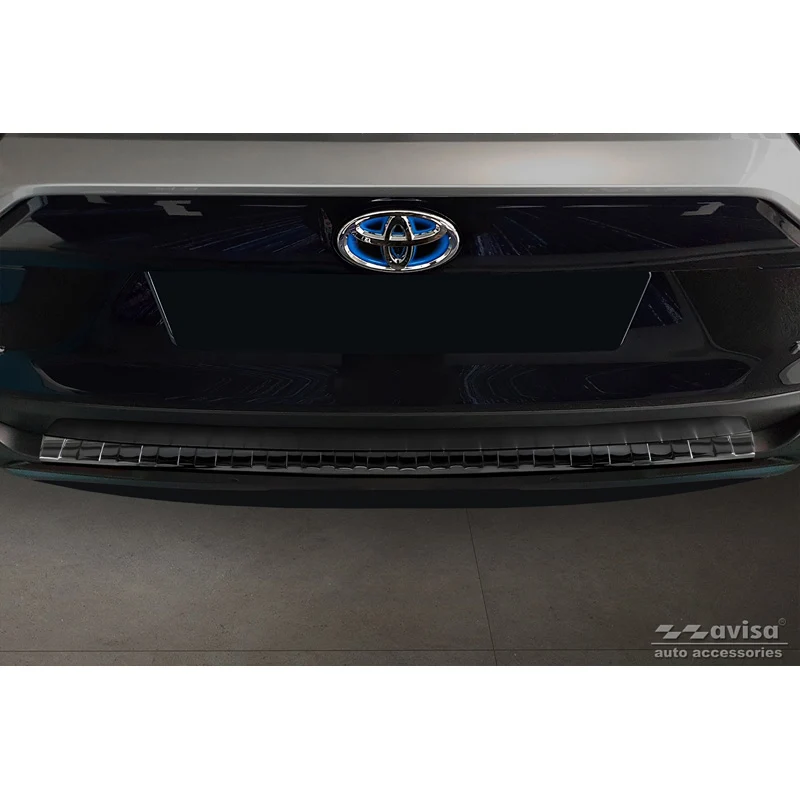 Avisa, Bakre stötfångarskydd, Glanssvart, Rostfritt stål, passar Toyota RAV4 V 2018- & Suzuki Across 2020- 'Ribs'