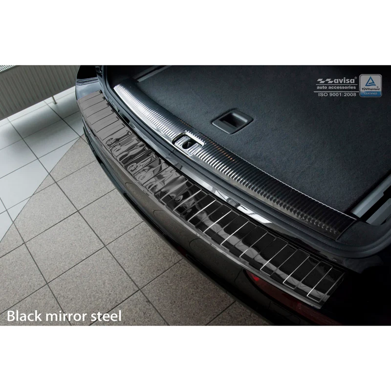 Avisa, Bakre stötfångarskydd, Glanssvart, Rostfritt stål, Passar Audi Q5 2008-2012 & 2012- 'Revben'