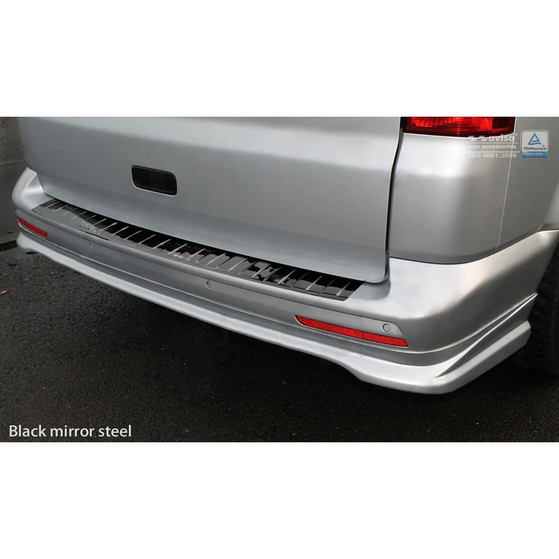 Avisa, Bakre stötfångarskydd, Glanssvart, Rostfritt stål, passar VW Transporter T5 2003-2015 (alla) & T6 2015- / FL 2019- (med bakdörrar) 'Revben'