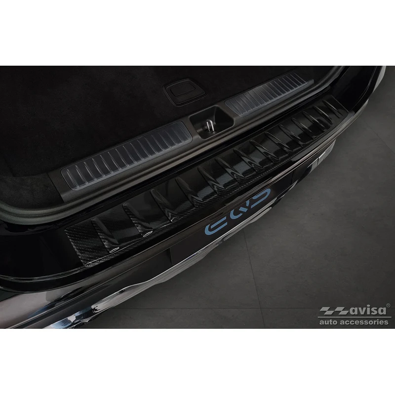 Avisa, Bakre stötfångarskydd, 3D äkta kolfiber, passar Mercedes EQS SUV (X296) 2022- 'Ribs'