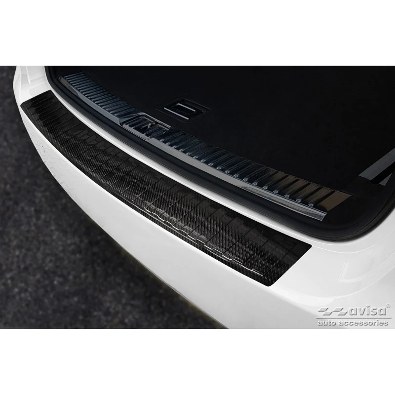 Avisa, Bakre stötfångarskydd, 3D äkta kolfiber, passar Porsche Cayenne II 2010-2014 'Ribs'
